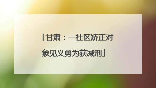 甘肃：一社区矫正对象见义勇为获减刑