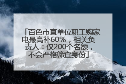 百色市直单位职工购家电最高补60％，相关负责人：仅200个名额，不会严格筛查身份