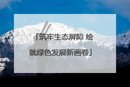 筑牢生态屏障 绘就绿色发展新画卷