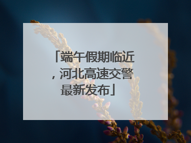 端午假期临近，河北高速交警最新发布