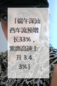 端午深汕西车流预增长33%，紫惠高速上升 3.43%