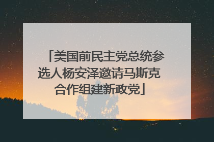 美国前民主党总统参选人杨安泽邀请马斯克合作组建新政党