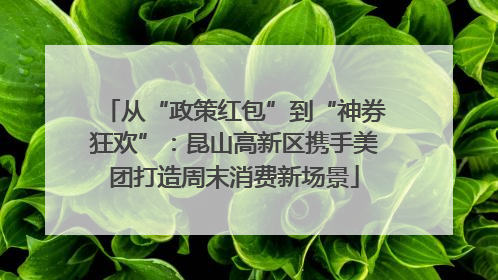 从“政策红包”到“神券狂欢”：昆山高新区携手美团打造周末消费新场景