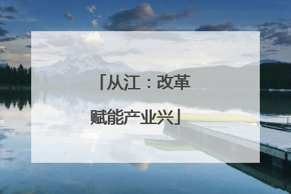 从江：改革赋能产业兴