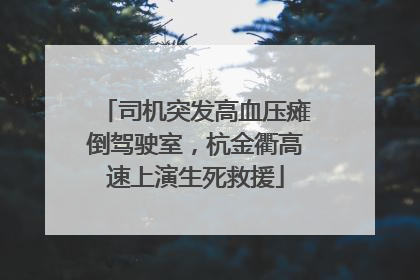 司机突发高血压瘫倒驾驶室，杭金衢高速上演生死救援