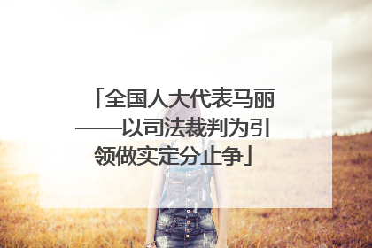 全国人大代表马丽——以司法裁判为引领做实定分止争