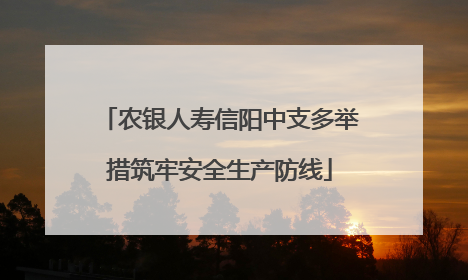 农银人寿信阳中支多举措筑牢安全生产防线