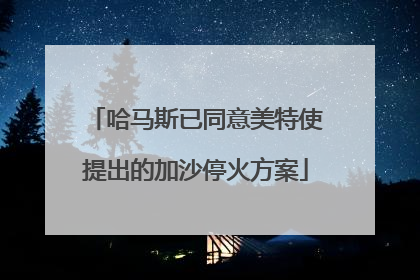 哈马斯已同意美特使提出的加沙停火方案