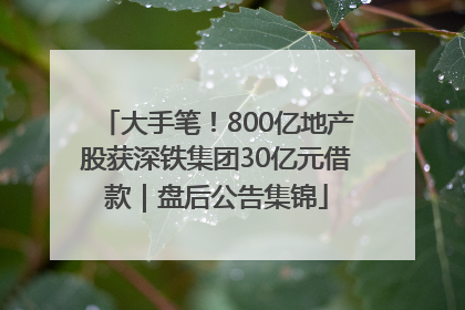 大手笔！800亿地产股获深铁集团30亿元借款｜盘后公告集锦