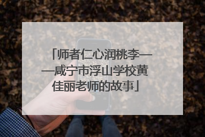 师者仁心润桃李——咸宁市浮山学校黄佳丽老师的故事