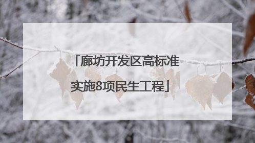 廊坊开发区高标准实施8项民生工程