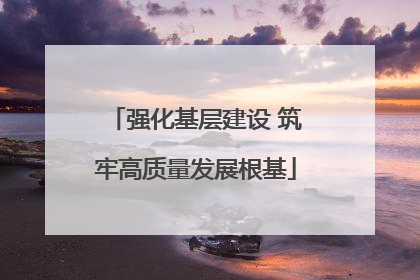 强化基层建设 筑牢高质量发展根基