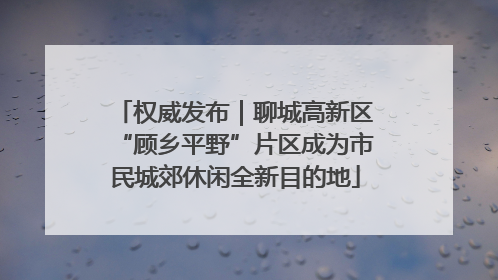 权威发布｜聊城高新区“顾乡平野”片区成为市民城郊休闲全新目的地
