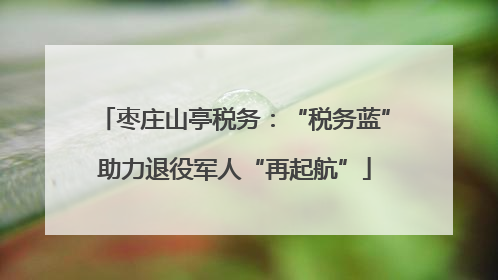 枣庄山亭税务：“税务蓝”助力退役军人“再起航”