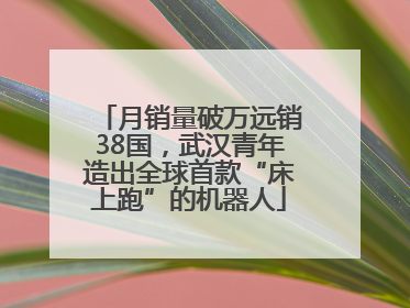 月销量破万远销38国，武汉青年造出全球首款“床上跑”的机器人