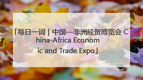 每日一词｜中国—非洲经贸博览会 China-Africa Economic and Trade Expo