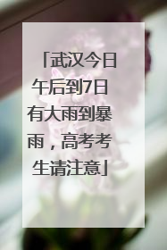 武汉今日午后到7日有大雨到暴雨，高考考生请注意