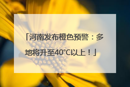 河南发布橙色预警：多地将升至40℃以上！