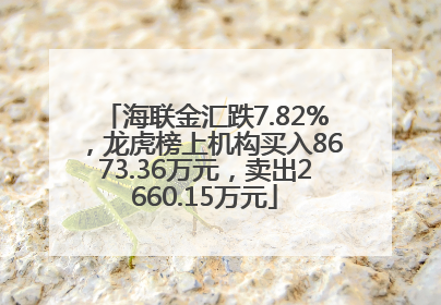 海联金汇跌7.82%，龙虎榜上机构买入8673.36万元，卖出2660.15万元