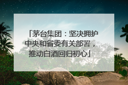 茅台集团：坚决拥护中央和省委有关部署，推动白酒回归初心