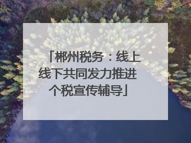 郴州税务：线上线下共同发力推进个税宣传辅导