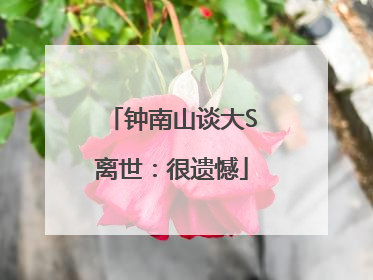 钟南山谈大S离世：很遗憾