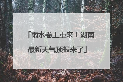 雨水卷土重来！湖南最新天气预报来了