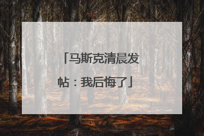 马斯克清晨发帖：我后悔了