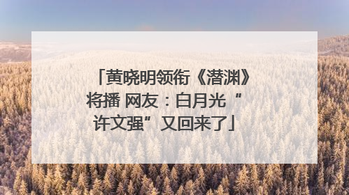 黄晓明领衔《潜渊》将播 网友：白月光“许文强”又回来了