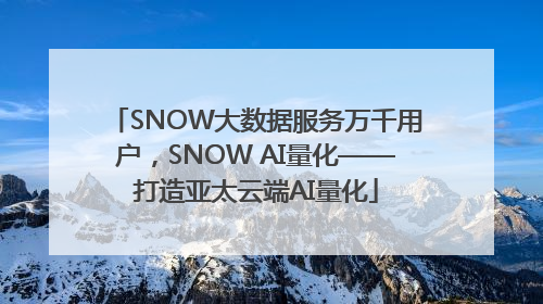 SNOW大数据服务万千用户，SNOW AI量化——打造亚太云端AI量化